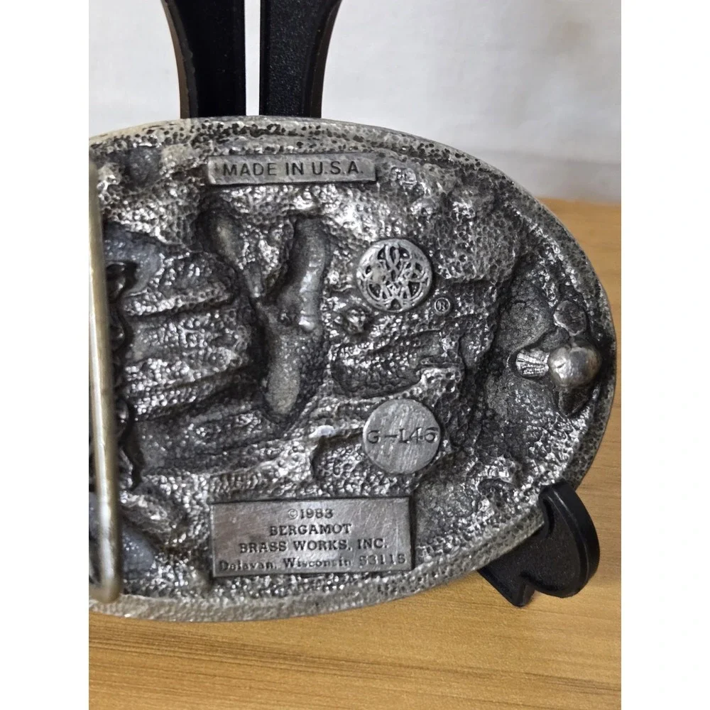 Vintage‎ 1983 Bergamot Brass Works Belt Buckle With 3D Deer Design